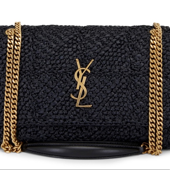 Yves Saint Laurent Bags Ysl Jamie Black Raffia Crochet Medium Chain